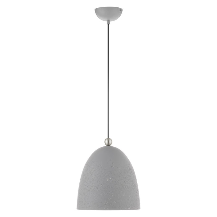 Livex Lighting 49109-80 One Light Pendant, Nordic Gray w/ Brushed Nickels