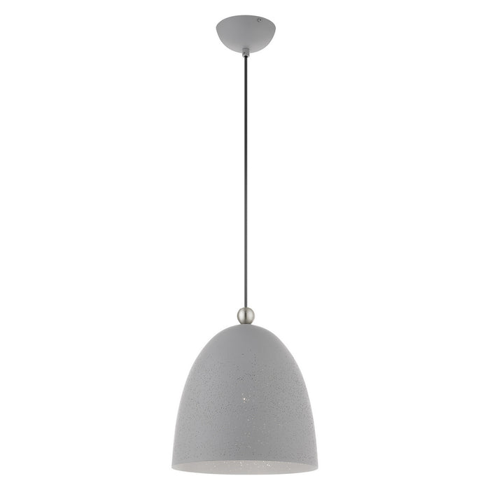 Livex Lighting 49109-80 One Light Pendant, Nordic Gray w/ Brushed Nickels