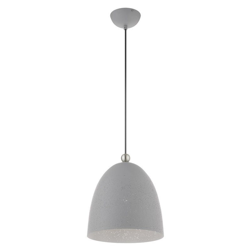 Livex Lighting 49109-80 One Light Pendant, Nordic Gray w/ Brushed Nickels