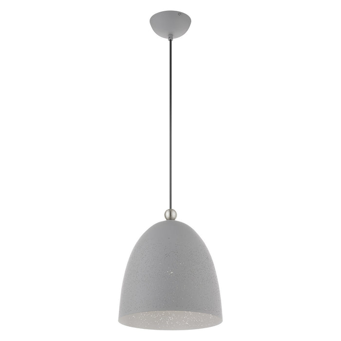 Livex Lighting 49109-80 One Light Pendant, Nordic Gray w/ Brushed Nickels