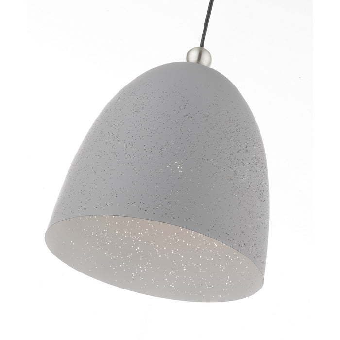 Livex Lighting 49109-80 One Light Pendant, Nordic Gray w/ Brushed Nickels
