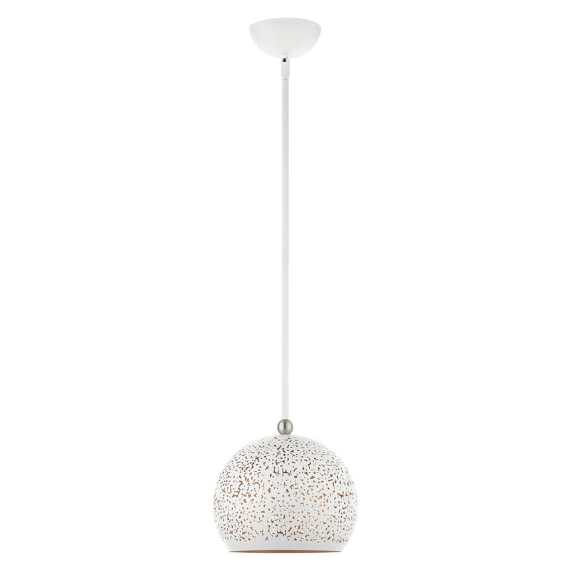Livex Lighting 49181-03 One Light Pendant, White w/ Brushed Nickels