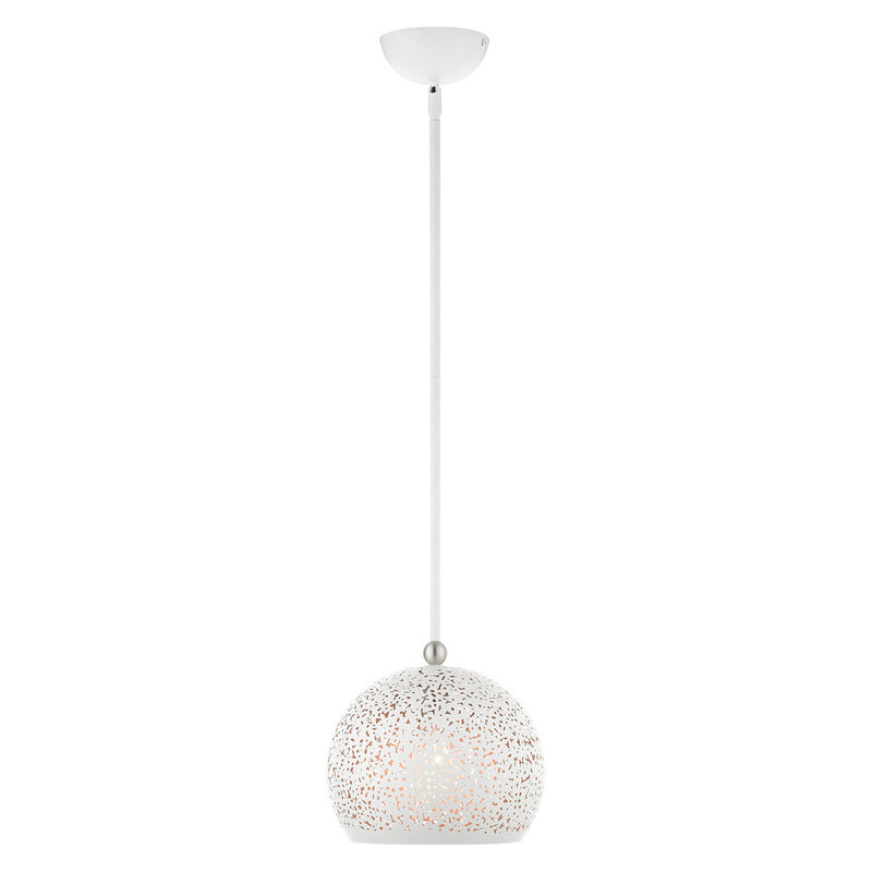 Livex Lighting 49181-03 One Light Pendant, White w/ Brushed Nickels