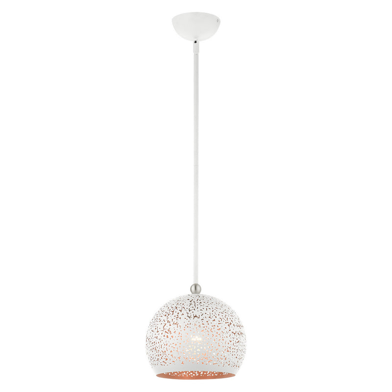 Livex Lighting 49181-03 One Light Pendant, White w/ Brushed Nickels