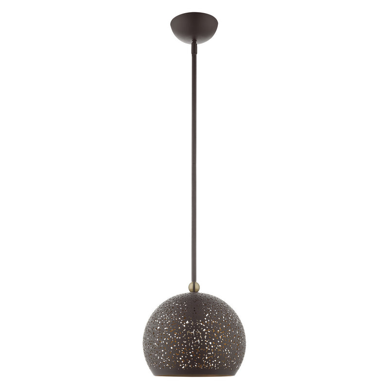 Livex Lighting 49181-07 One Light Pendant, Bronze w/ Antique Brasss