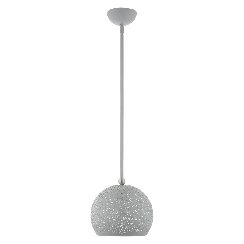 Livex Lighting 49181-80 One Light Pendant, Nordic Gray w/ Brushed Nickels