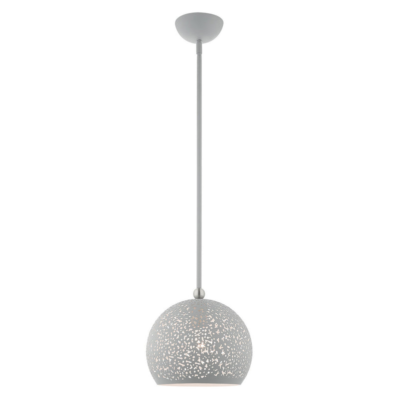 Livex Lighting 49181-80 One Light Pendant, Nordic Gray w/ Brushed Nickels