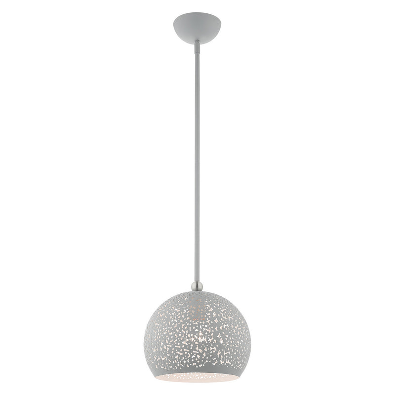 Livex Lighting 49181-80 One Light Pendant, Nordic Gray w/ Brushed Nickels