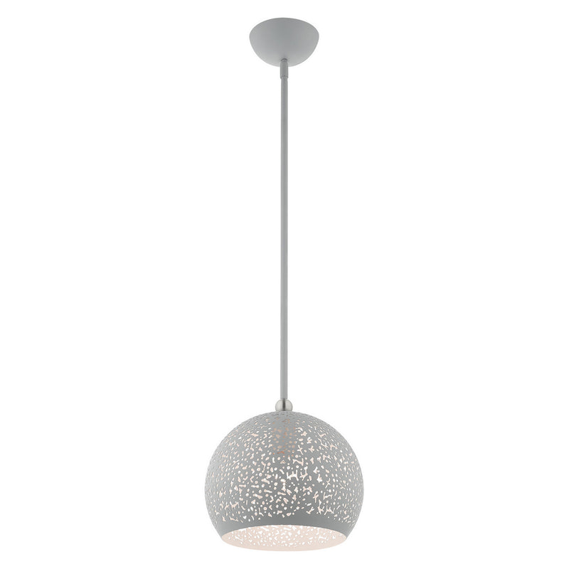 Livex Lighting 49181-80 One Light Pendant, Nordic Gray w/ Brushed Nickels