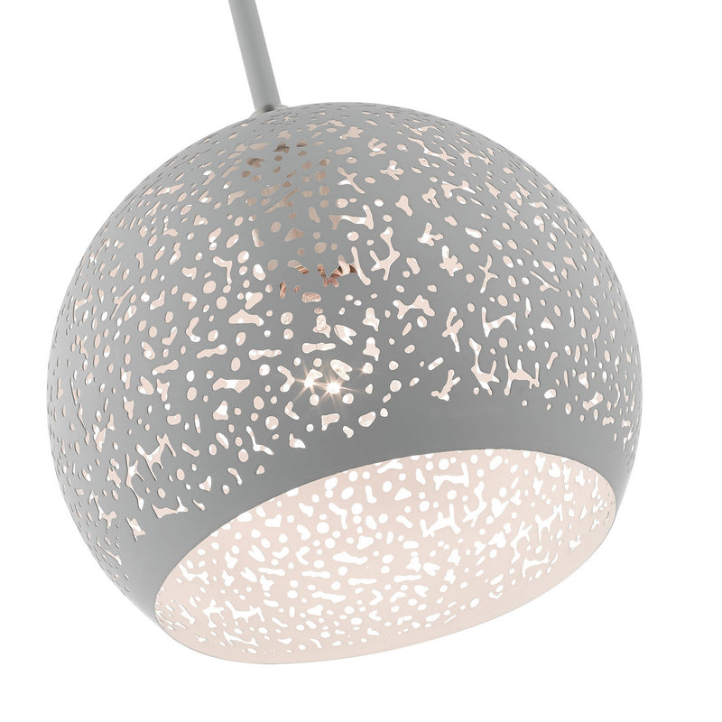 Livex Lighting 49181-80 One Light Pendant, Nordic Gray w/ Brushed Nickels