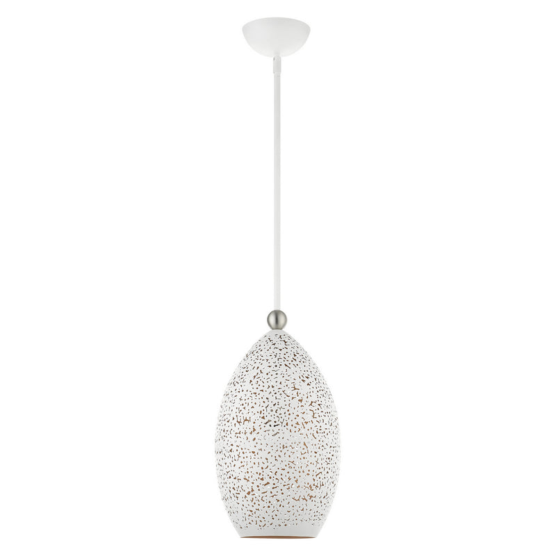 Livex Lighting 49182-03 One Light Pendant, White w/ Brushed Nickels