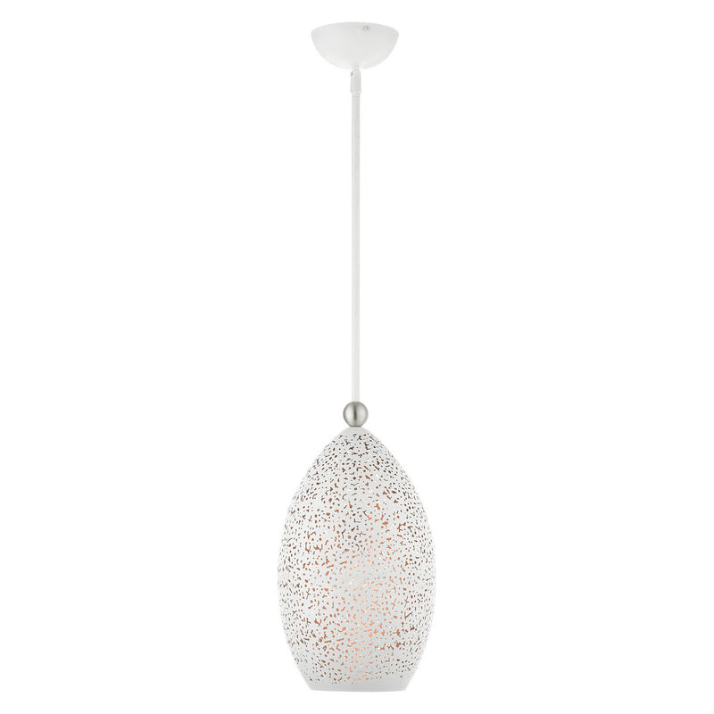 Livex Lighting 49182-03 One Light Pendant, White w/ Brushed Nickels