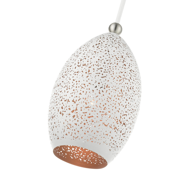 Livex Lighting 49182-03 One Light Pendant, White w/ Brushed Nickels