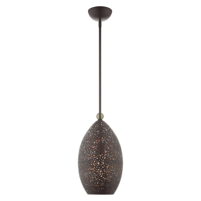 Livex Lighting 49182-07 One Light Pendant, Bronze w/ Antique Brasss