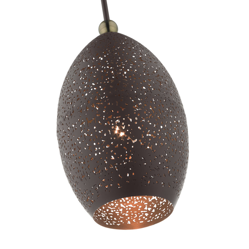 Livex Lighting 49182-07 One Light Pendant, Bronze w/ Antique Brasss