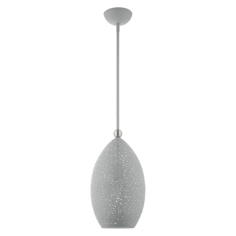 Livex Lighting 49182-80 One Light Pendant, Nordic Gray w/ Brushed Nickels