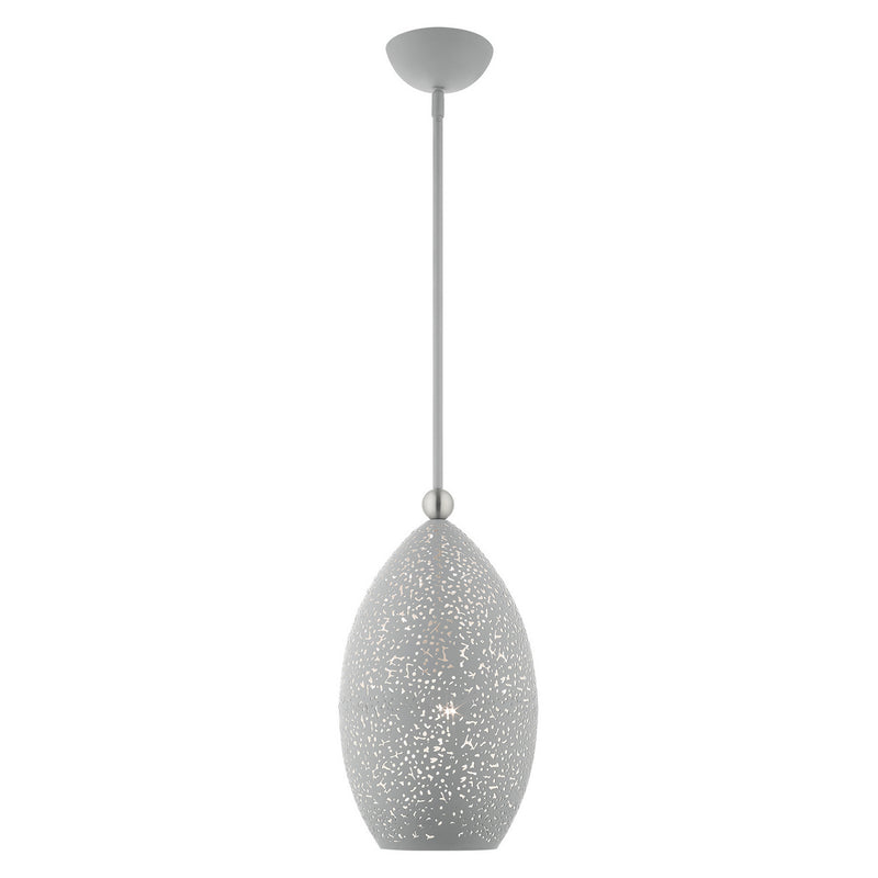 Livex Lighting 49182-80 One Light Pendant, Nordic Gray w/ Brushed Nickels