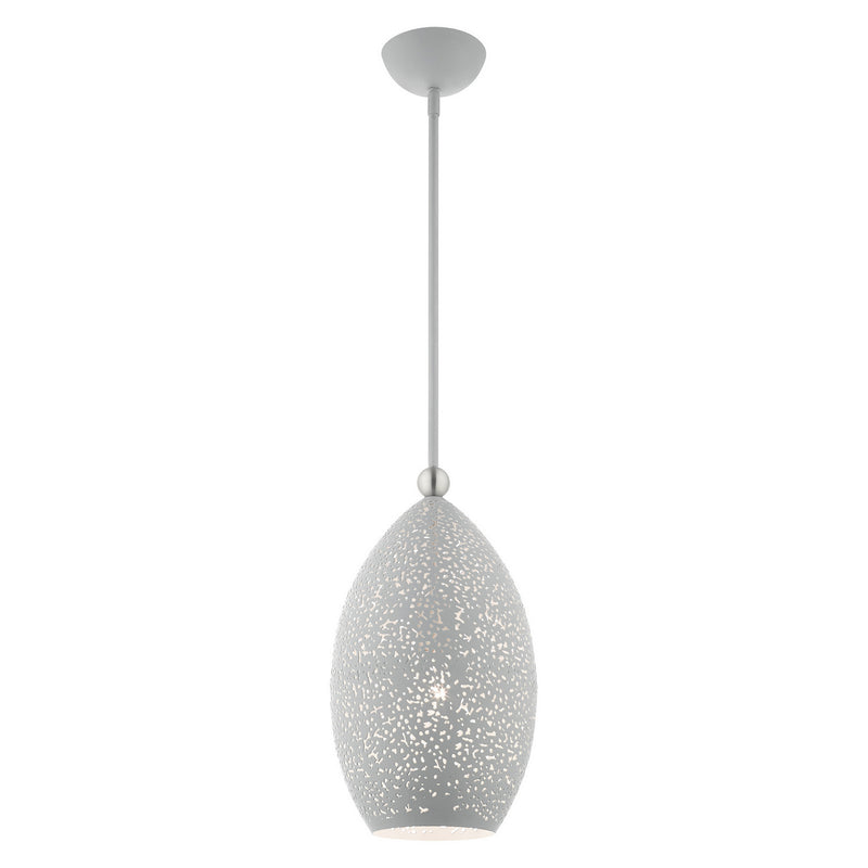 Livex Lighting 49182-80 One Light Pendant, Nordic Gray w/ Brushed Nickels