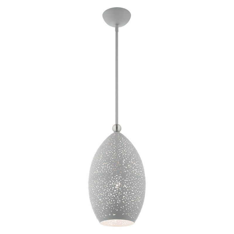 Livex Lighting 49182-80 One Light Pendant, Nordic Gray w/ Brushed Nickels