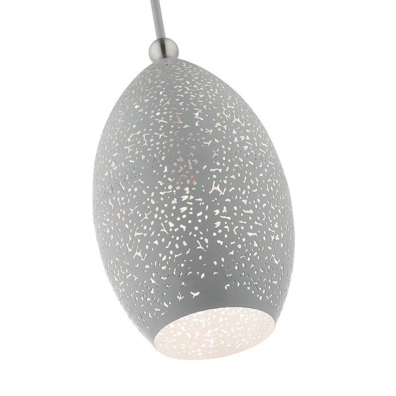 Livex Lighting 49182-80 One Light Pendant, Nordic Gray w/ Brushed Nickels