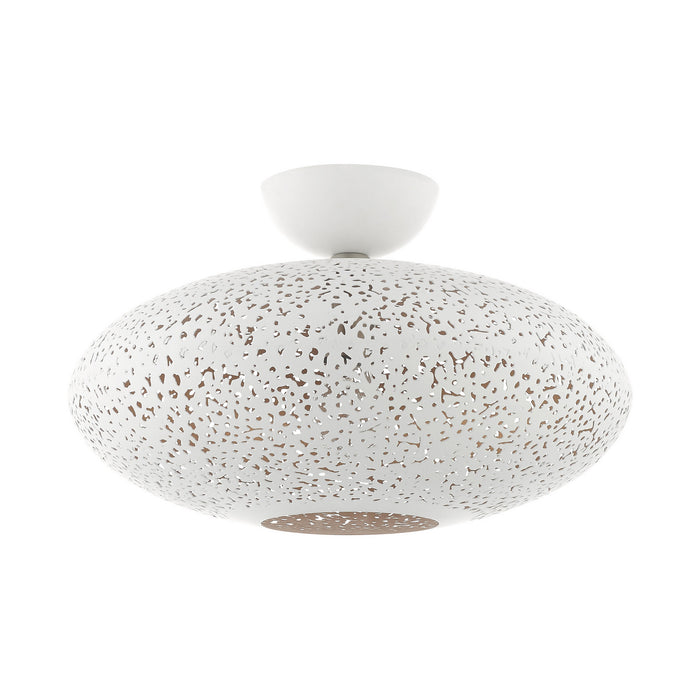 Livex Lighting 49183-03 One Light Semi Flush Mount, White w/ Brushed Nickels