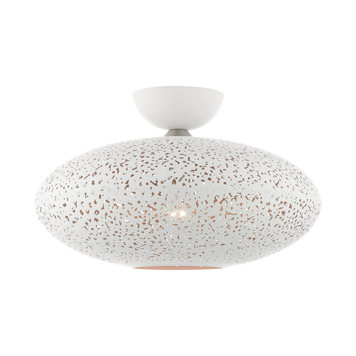 Livex Lighting 49183-03 One Light Semi Flush Mount, White w/ Brushed Nickels