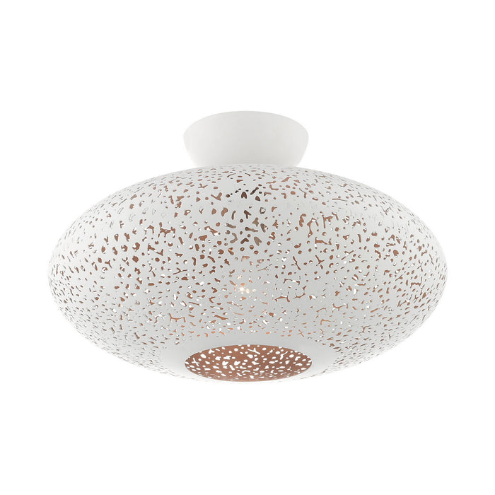 Livex Lighting 49183-03 One Light Semi Flush Mount, White w/ Brushed Nickels