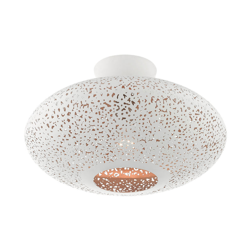 Livex Lighting 49183-03 One Light Semi Flush Mount, White w/ Brushed Nickels