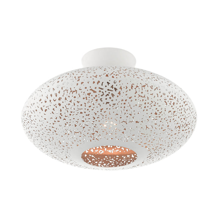 Livex Lighting 49183-03 One Light Semi Flush Mount, White w/ Brushed Nickels