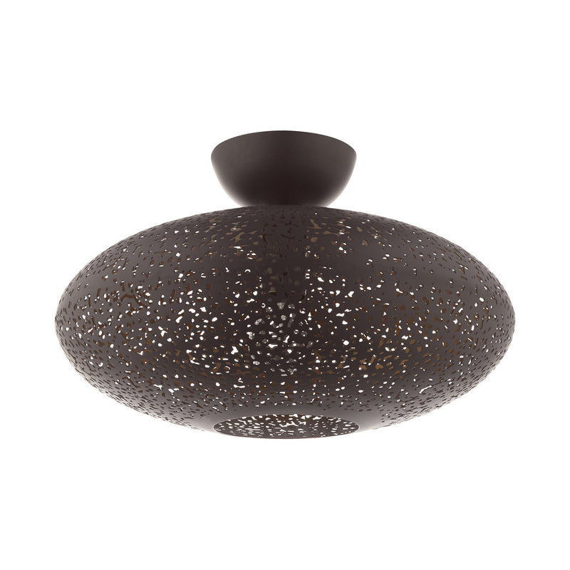 Livex Lighting 49183-07 One Light Semi Flush Mount, Bronze w/ Antique Brasss