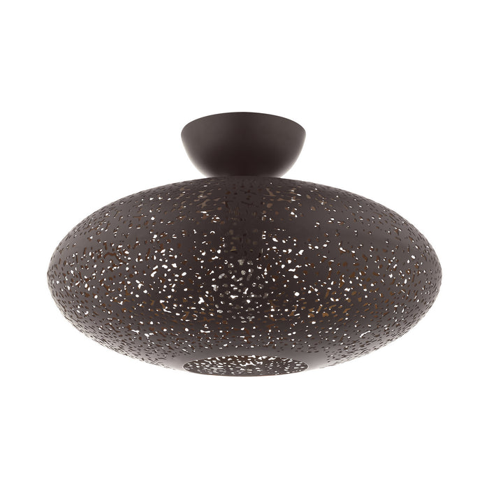 Livex Lighting 49183-07 One Light Semi Flush Mount, Bronze w/ Antique Brasss