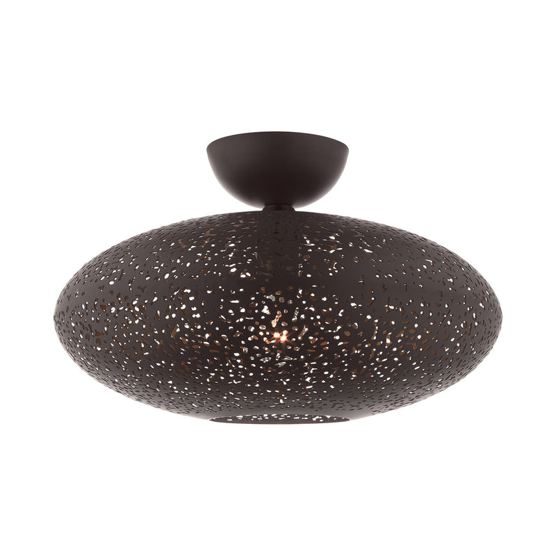 Livex Lighting 49183-07 One Light Semi Flush Mount, Bronze w/ Antique Brasss