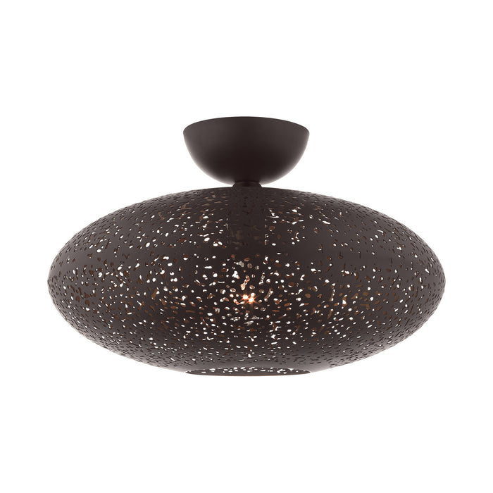 Livex Lighting 49183-07 One Light Semi Flush Mount, Bronze w/ Antique Brasss