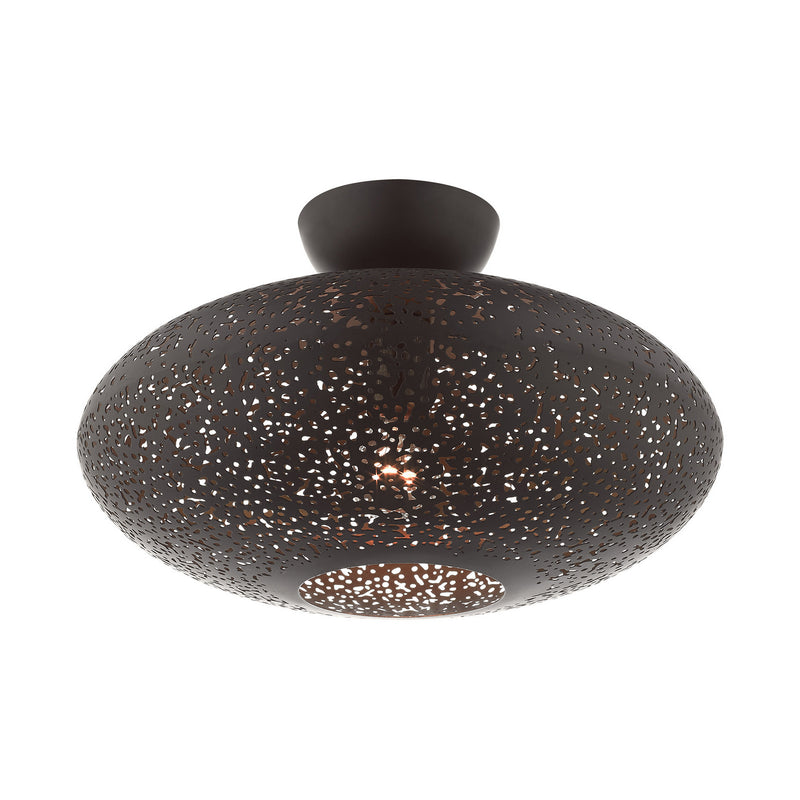 Livex Lighting 49183-07 One Light Semi Flush Mount, Bronze w/ Antique Brasss