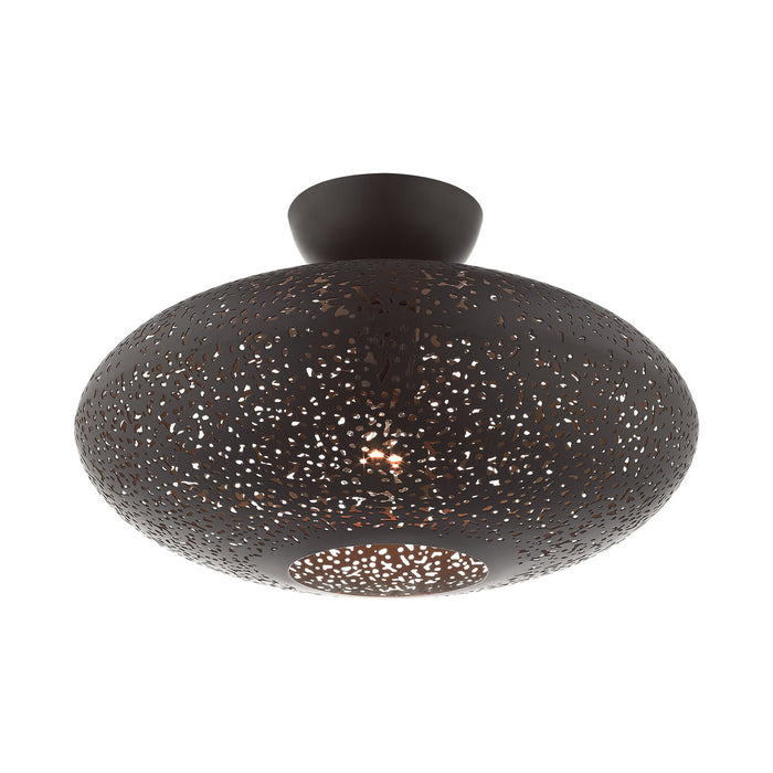 Livex Lighting 49183-07 One Light Semi Flush Mount, Bronze w/ Antique Brasss