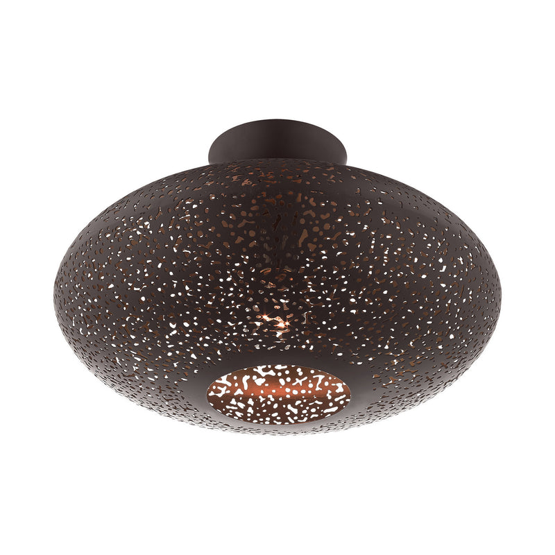 Livex Lighting 49183-07 One Light Semi Flush Mount, Bronze w/ Antique Brasss