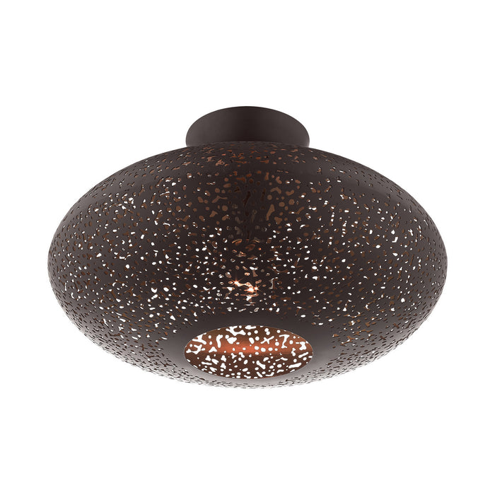 Livex Lighting 49183-07 One Light Semi Flush Mount, Bronze w/ Antique Brasss