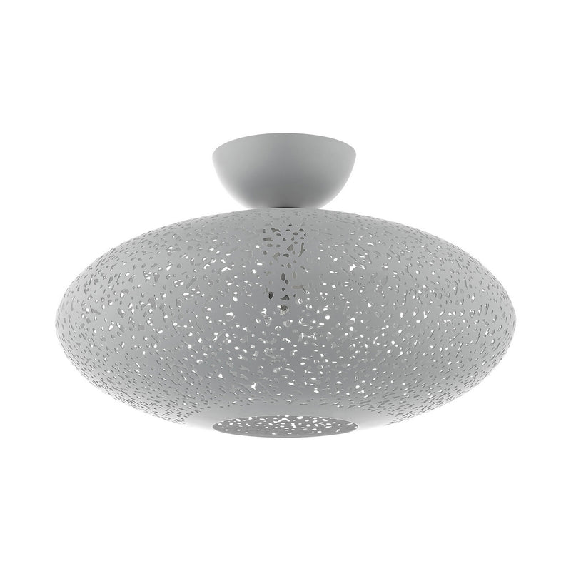 Livex Lighting 49183-80 One Light Semi Flush Mount, Nordic Gray w/ Brushed Nickels