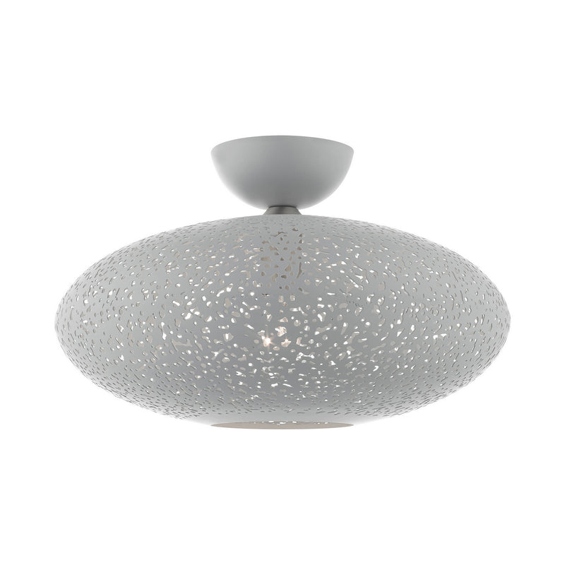 Livex Lighting 49183-80 One Light Semi Flush Mount, Nordic Gray w/ Brushed Nickels