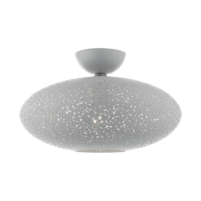 Livex Lighting 49183-80 One Light Semi Flush Mount, Nordic Gray w/ Brushed Nickels