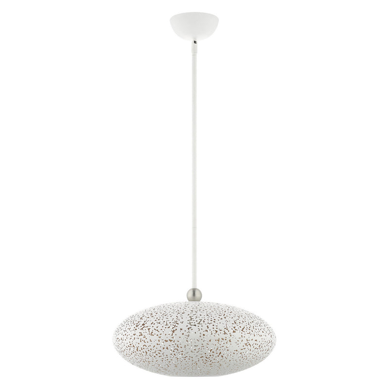 Livex Lighting 49184-03 One Light Pendant, White w/ Brushed Nickels
