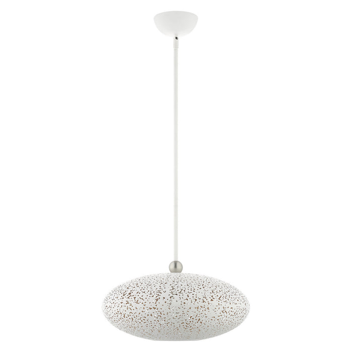 Livex Lighting 49184-03 One Light Pendant, White w/ Brushed Nickels