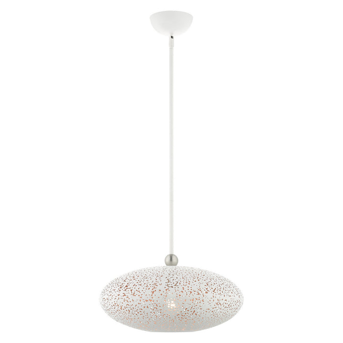 Livex Lighting 49184-03 One Light Pendant, White w/ Brushed Nickels