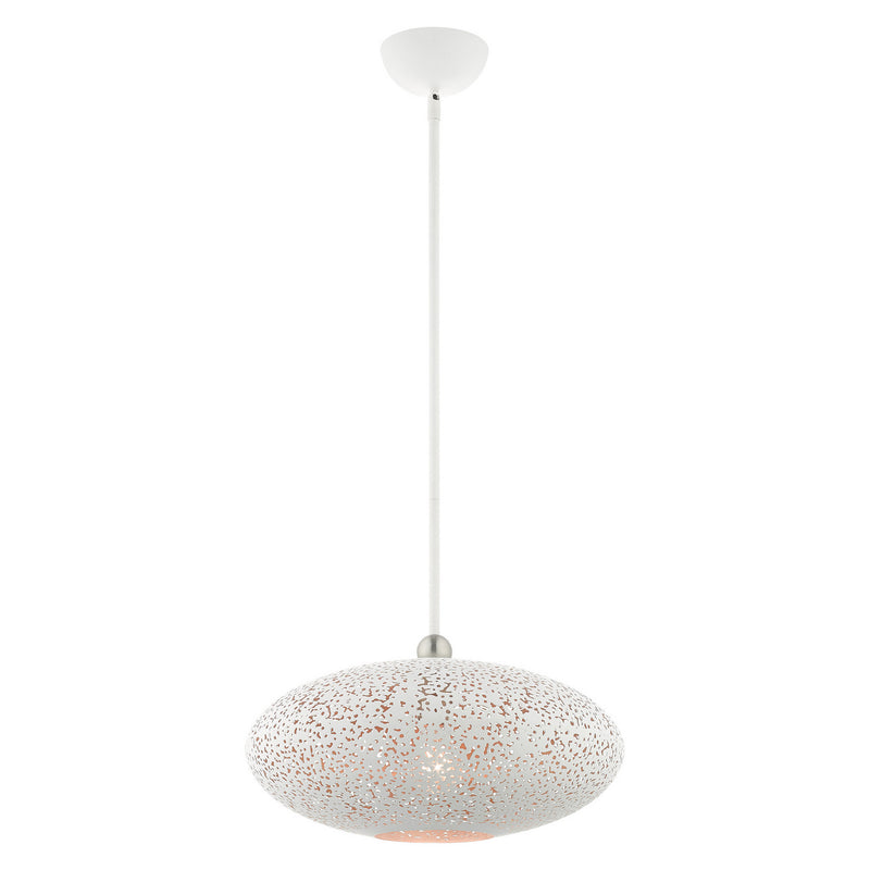 Livex Lighting 49184-03 One Light Pendant, White w/ Brushed Nickels