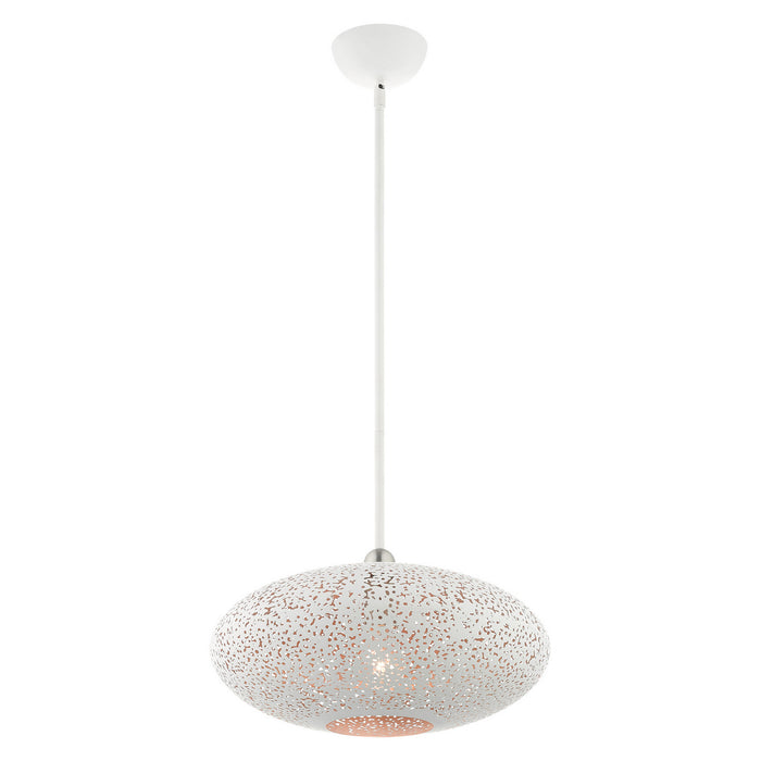 Livex Lighting 49184-03 One Light Pendant, White w/ Brushed Nickels