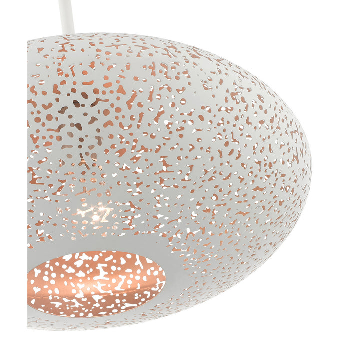 Livex Lighting 49184-03 One Light Pendant, White w/ Brushed Nickels