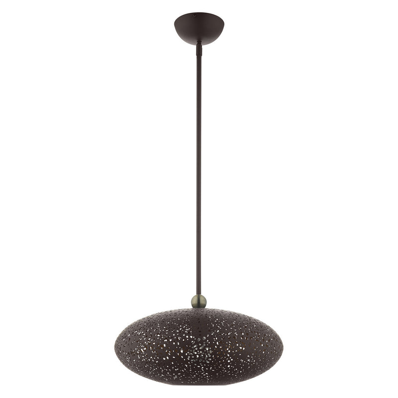 Livex Lighting 49184-07 One Light Pendant, Bronze w/ Antique Brasss