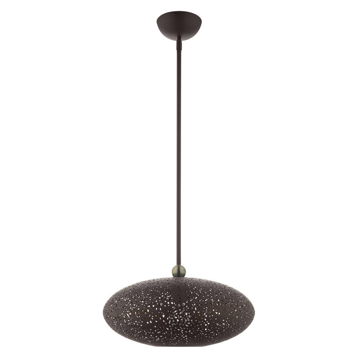 Livex Lighting 49184-07 One Light Pendant, Bronze w/ Antique Brasss