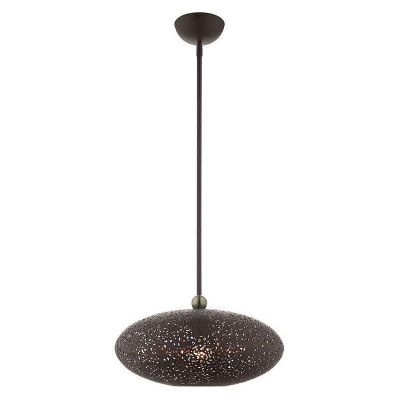 Livex Lighting 49184-07 One Light Pendant, Bronze w/ Antique Brasss