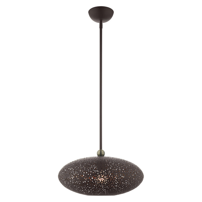 Livex Lighting 49184-07 One Light Pendant, Bronze w/ Antique Brasss